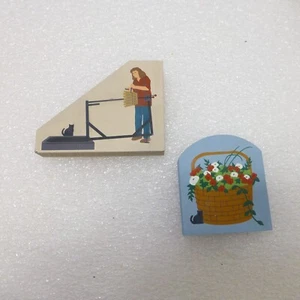 2 Longaberger Dresden Ohio street basket weaver with weaving horse Cat's Meow - Picture 1 of 2