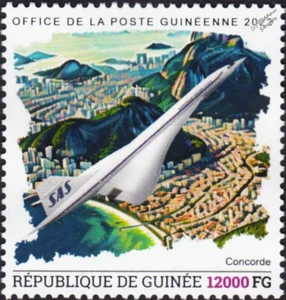 Scandinavian SAS CONCORDE Supersonic Airliner Aircraft Stamp (2023 Guinea) - Picture 1 of 1