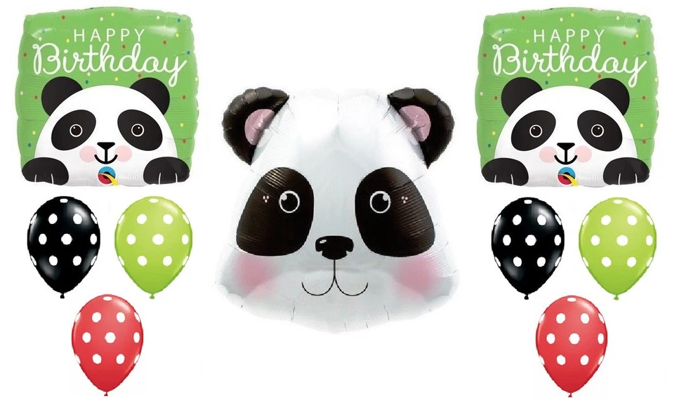 Набор майларовых латексных воздушных шаров PANDA Pandemonium Face Jungle в горошек на день рождения - Изображение 1 из 1