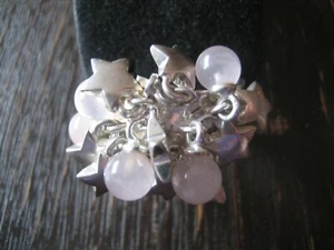 Divertido anillo de diseño cuarzo rosa estrellas plata 925 juguetón móvil RG 62 - Imagen 1 de 4