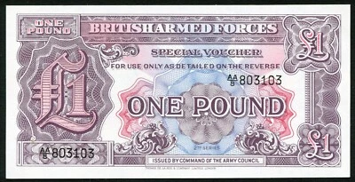 Great Britain British Armed Forces 2nd Series P-M22a 1£ 1948 w/Metal Strip UNC - Image 1 of 4