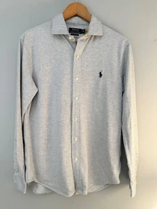 Polo Ralph Lauren Shirt Mens M Gray KNIT Dress Herringbone Long Sleeve - Picture 1 of 6