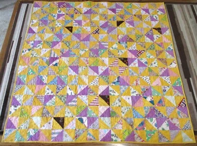 Edredón hecho a mano en EE. UU. tamaño regazo/tiro - platos rotos retazos - 66" x 66" saco de alimentación Foto 1 de 4