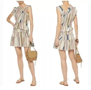 IRO Luren Tiered Silk Blend Jacquard Mini Dress Women's Size 36 Small - Picture 1 of 11