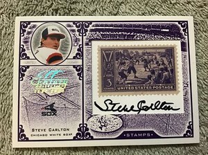2005 Leaf Century STEVE CARLTON Souvenir Stamps & AUTOGRAPH #/39 White Sox