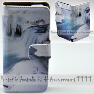 Funda protectora tipo billetera para teléfono móvil con tema de nieve cascada impreso para Sony Xperia serie - Imagen 1 de 3