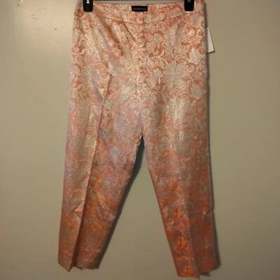 Pantalones Sutton Studio Melocotón Crema y Dorado Floral Brocado Slack 10 Nuevos con Etiquetas Foto 1 de 4