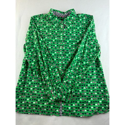 Camisa Talbots Mujer Verde Ladybug Estampado Corazón Abotonada XL Manga Larga Informal Foto 1 de 4