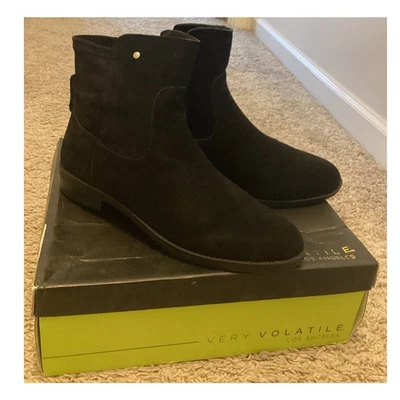 Very Volatile Jericho 靴子女式皮革踝靴 8 码黑色全新全新带盒 — 第 1/4 张图片