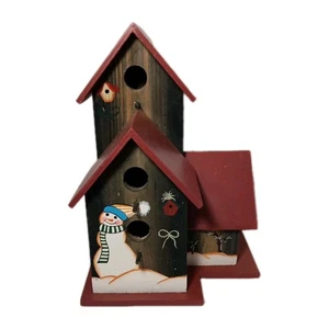 Decorative Deluxe 3 Section Bird House Details 4 Openings Bird House In Winter  - Picture 1 of 8