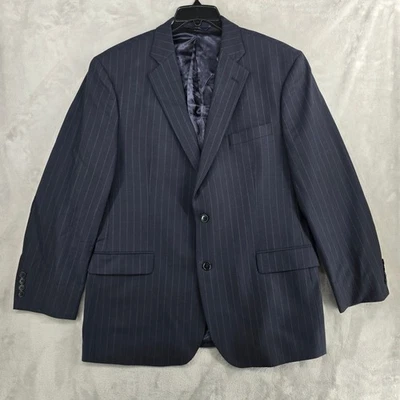Brooks Brothers 346 Mens 45R Navy Blue Pinstripe Stretch Wool Blend Blazer - Image 1 of 4