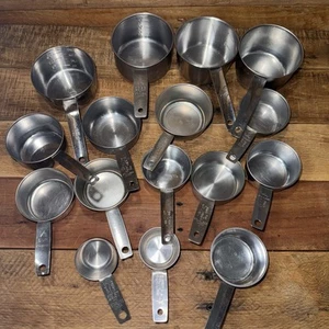 Lot of 16 Vintage Stainless Steel Nested Measuring Cups 1/8 cup - 1 Cup EKCO~Fol - Bild 1 von 13