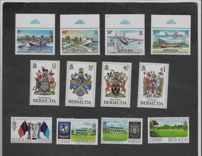 BERMUDA 1976-87 3xDIFF'T SETS CRICKET MATCH/BERMUDA-USA AIR/COAT OF ARMS MH/MNH. - Image 1 of 2