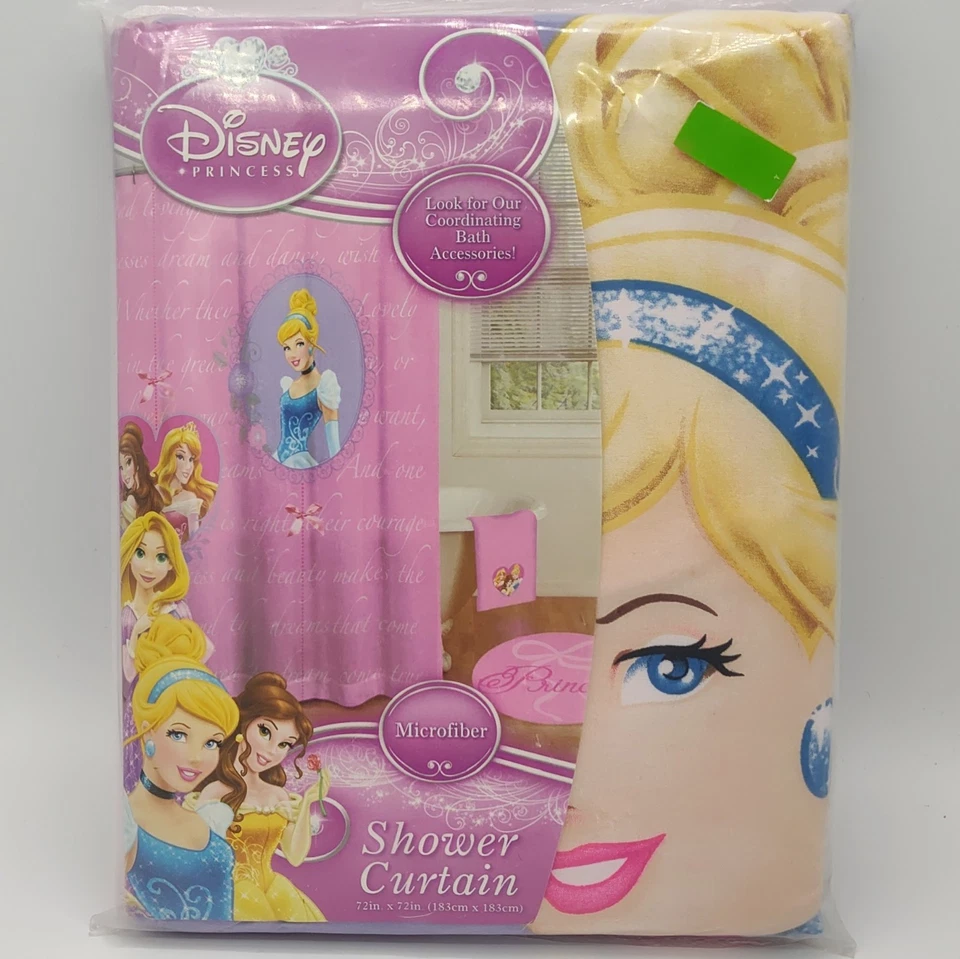 Disney Princess Cinderella Fabric Shower Curtain 72x72 Girl's Bath #790
