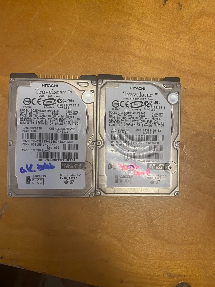 Tested. HITACHI IC25N030ATMR04-0 4200RPM 2.5" IDE/ATA 30GB HDD/warranty - Image 1 of 3