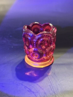 Vintage Amberina Moon & Stars Ruby Red Art Glass Toothpick Holder - Image 1 of 4