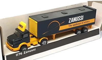 Corgi 20cm Long 1176 - Mercedes Benz Truck & Trailer (Zanussi) Black/Yellow - Image 1 of 4