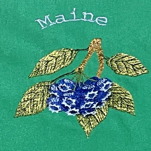Maine Embroidered Apron Blueberries Green Full Length One Size - Picture 1 of 6
