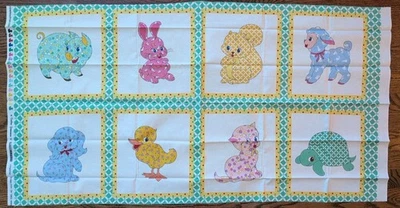 Naptime By Darlene Zimmerman for Robert Kaufman Retro Animal Block Fabric Panel - Image 1 of 4