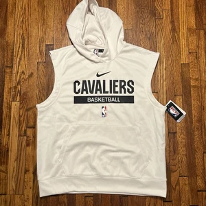 Nike NBA Cleveland Cavaliers Sleeveless Hoodie Size Large NWT Warmup White - Picture 1 of 9