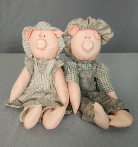 Vintage Plüsch Schwein Paar Nylon Fallschirm Stoff mit Zustand siehe Zustand - Bild 1 von 7