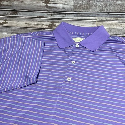 Polo de golf Donald Ross para hombre púrpura a rayas manga corta talla L Foto 1 de 4