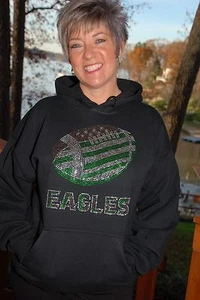 Eagles rhinestone bling hoodie S M L XL 2X 3X 4X 5X hoodie sweatshirt - Picture 1 of 10