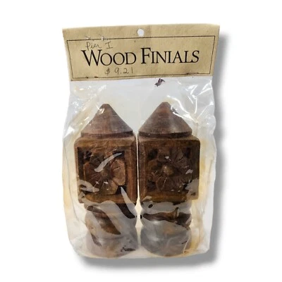 Acabados de flores vintage Pier 1 Importaciones madera de shesham tallada acabado natural Foto 1 de 4