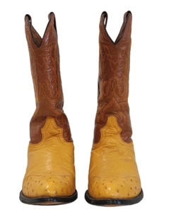 Men's El Presidente Gold Collection Ostrich Quill Cowboy Boots Size 12.5 - Picture 1 of 14