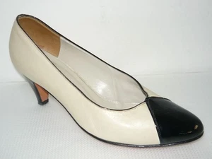 Johnston & Murphy Dress Beige and Black Kitten Heels Size 6 (B,M) - Picture 1 of 6