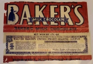 1936 Walter Baker & Company Milchschokoladentafel Verpackung RAR 🍫 - Bild 1 von 3