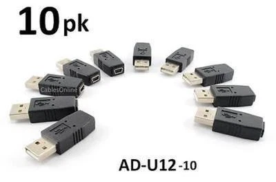 10-PACK USB 2.0 Mini-B 5 Pin Female to USB A-Type Male Converter Adapter, AD-U12 - Image 1 of 2