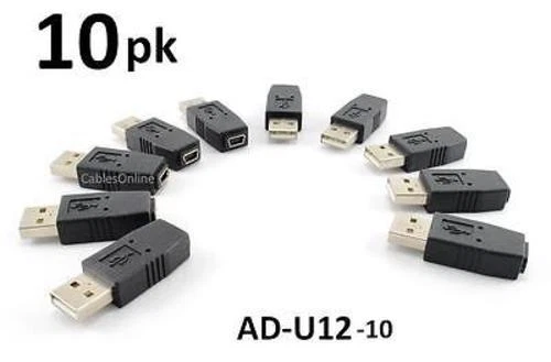 10-PACK USB 2.0 Mini-B 5 Pin Female to USB A-Type Male Converter Adapter, AD-U12 - Image 1 of 2