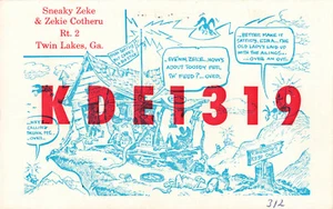 Vintage USA CB-Funkgerät KDE 1319 Twin Lakes Georgia QSL Karte - Bild 1 von 2