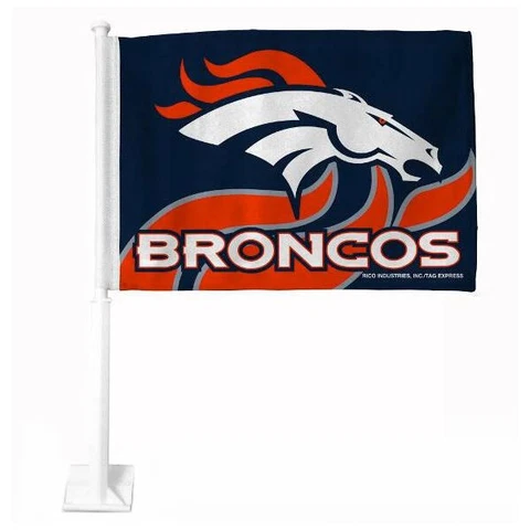 NFL Denver Broncos Car Flag, Double Sided, UV Fade Resistant Cover