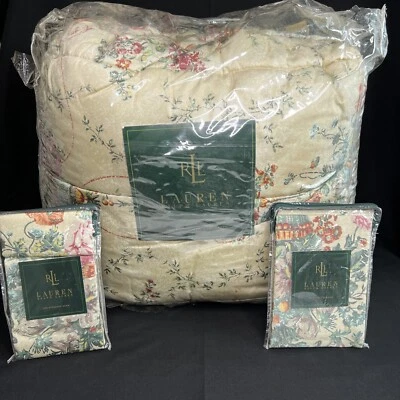 Vintage NOS Ralph Lauren Villandry Floral Full/Queen Comforter and 2 Shams Set - Image 1 of 4