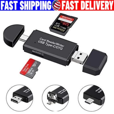 Lector de Tarjetas USB 3.0 Tipo C Micro SD TF OTG Adaptador de Memoria Inteligente Computadora Portátil Foto 1 de 4