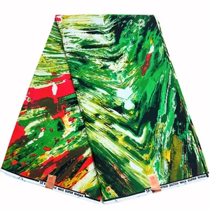 African Fabric Print Green Red Ankara Yards Quality 100% Cotton Sewing Material - Picture 1 of 13