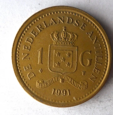 1991 NETHERLANDS ANTILLES GULDEN - Uncommon Coin - FREE SHIP - Antilles #4 - Image 1 of 2