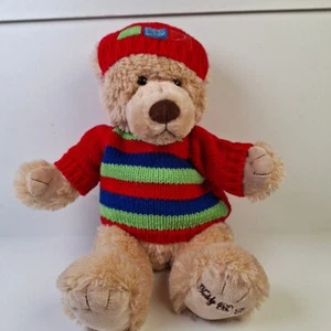 Gund Teddy B Caring Office Depot 17" Tan Bear w/ Red Pom Pom Hat Stripe Sweater - Picture 1 of 14