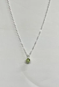Brand New! Effy Jewelers Peridot Colored Solitaire Pendant 18" Chain - Picture 1 of 1