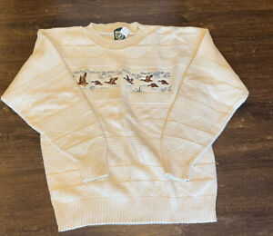 Vintage 90’s DUCKS UNLIMITED Embroidered Cream Sweater, Mallard Mens L