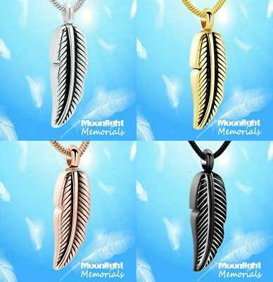 Novo Colar Memorial Asa de Penas Urna de Cremação Lembrança Cinzas - Imagem 1 de 2