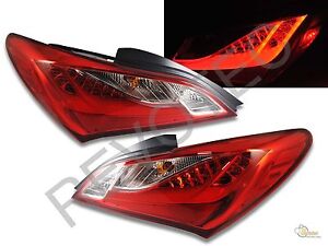 Red LED Tail Lights Lamps For 2010-2012 Genesis Coupe 2Dr Plug & Play