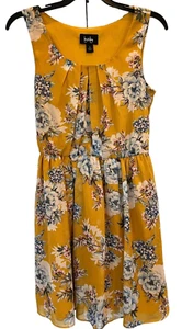 Vestido By & By Sin Mangas Mujer Pequeño Amarillo Escote Floral Forrado en Gasa - Imagen 1 de 8