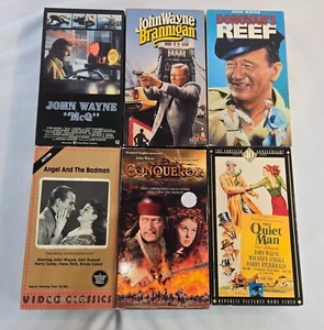 John Wayne VHS Lot of 6 McQ Brannigan Donovan's Reef Conquerer The Quiet Man - Picture 1 of 16