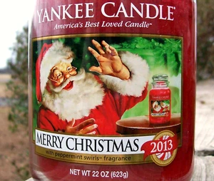 Candela Yankee "MERRY CHRISTMAS" 2013 ~ menta piperita ~ grande 22 once ~ ETICHETTA BIANCA ~ NUOVO - Foto 1 di 1