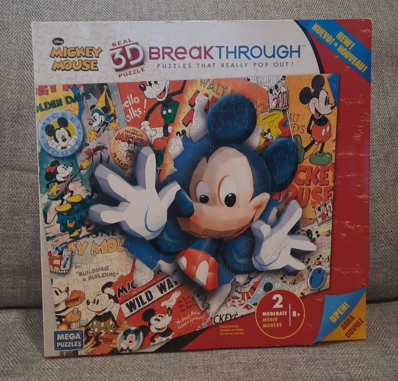 Disney Mickey Mouse 3d Puzzle Break Thru Mega Puzzle 8 Level 2 150-300 Pc.