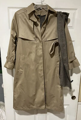 NWOT FORECASTER OF BOSTON SZ 5/6 Khaki Tan Trench Coat w/scarf & Belt Zip Lining - Image 1 of 4