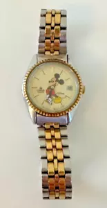 Lorus Quartz Mickey Mouse watch Disney Gold Tone Date Hands Japan **AS IS - Picture 1 of 13